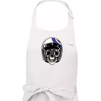 Kuchyňská zástěra Moto helma letec - Dámská zástěra na vaření - Univerzální velikost ( Bílá )