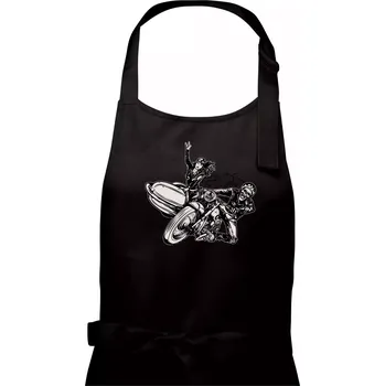 Kuchyňská zástěra Motorka se sajdkou - Dámská zástěra na vaření - Univerzální velikost ( Černá )