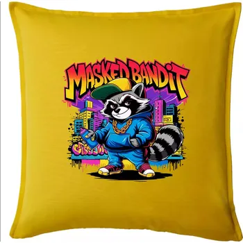 Polštář Mýval - masked bandit grafitti - Polštář 50x50 - 50x50 - Pouze potah ( Žlutá )