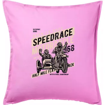 Polštář Speedrace motrcycle half mile - Polštář 50x50 - 50x50 - Pouze potah ( Růžová )