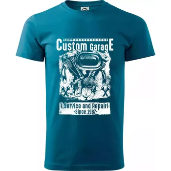 Pánská móda Custom Motorcycle Garage - Klasické pánské triko vyšší gramáže - M ( Petrolejová )