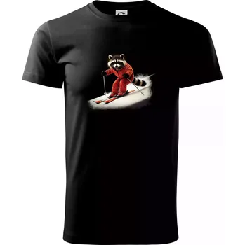 Mýval na lyžích - fotka - Triko extra velké (5-8XL) - 8XL ( Černá )