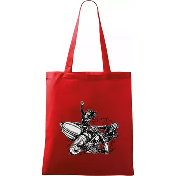 Nákupní taška Motorka se sajdkou - Taška bavlněná - 42 x 38 cm ( Červená )