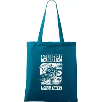 Nákupní taška Motorcycle Races - Taška bavlněná - 42 x 38 cm ( Petrolejová )