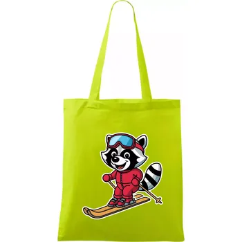 Mýval na lyžích - kreslený - Taška bavlněná - 42 x 38 cm ( Limetková )