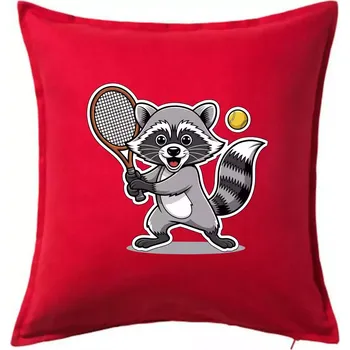 Polštář Mýval hraje tenis kreslený - Polštář 50x50 - 50x50 - Pouze potah ( Červená )