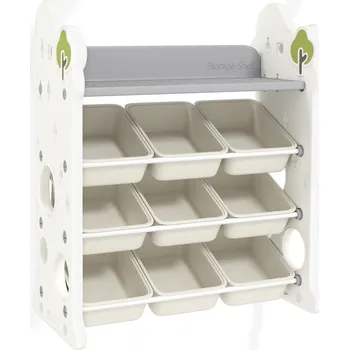 regál Dětský 4-patrový regál, 77 x 42 x 94 cm | krémově bílý