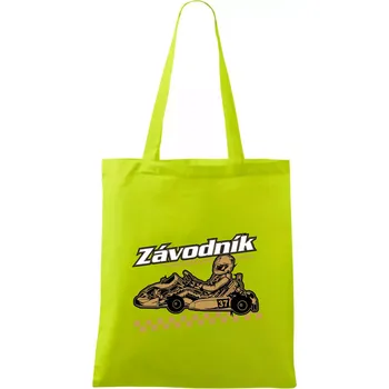 Motokára závodník - Taška bavlněná - 42 x 38 cm ( Limetková )