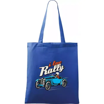 Nákupní taška I Love Rally - Taška bavlněná - 42 x 38 cm ( Královská modrá )