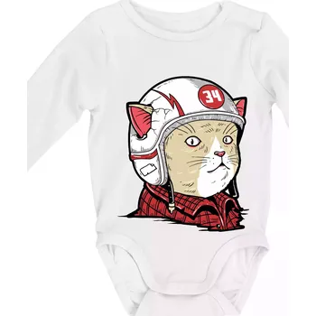 Moto kocour - Body kojenecké s dlouhým rukávem - Dlouhý r. do 3 měs ( Bílá )