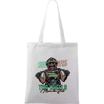 Nákupní taška Two Wheels Move the Soul - Taška bavlněná - 42 x 38 cm ( Bílá )