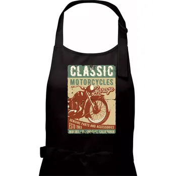 Kuchyňská zástěra Moto garage malibu - Dámská zástěra na vaření - Univerzální velikost ( Černá )