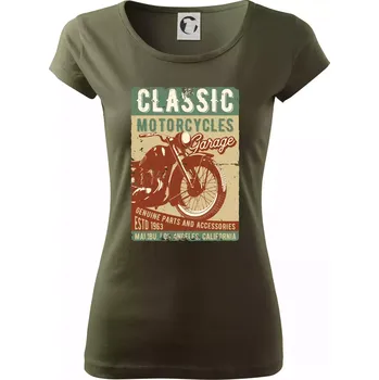 Dámské tričko Moto garage malibu - Dámské triko Pure - S ( Military )