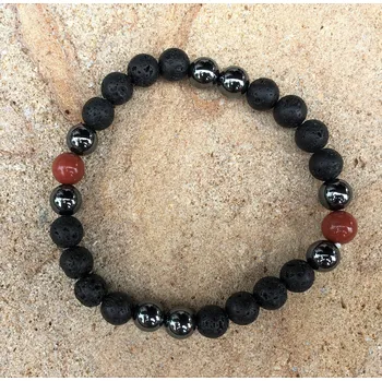 Náramek Náramek - Láva (jaspis červ.) kulička 8 mm pánský