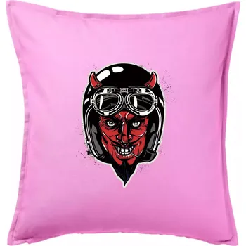 Polštář Ďábel motorkář - Polštář 50x50 - 50x50 - Pouze potah ( Růžová )