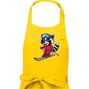 Kuchyňská zástěra Mýval na lyžích - kreslený - Pánská zástěra na vaření - Univerzální velikost ( Žlutá )