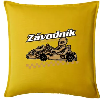 Polštář Motokára závodník - Polštář 50x50 - 50x50 - Pouze potah ( Žlutá )