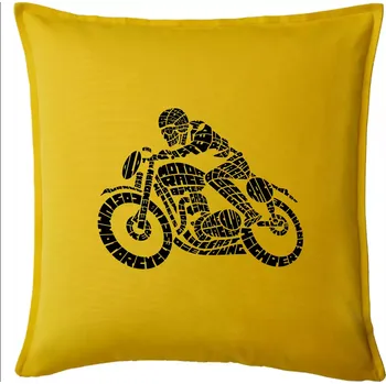 Polštář Motorkář nápisy - Polštář 50x50 - 50x50 - Pouze potah ( Žlutá )
