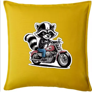 Polštář Mýval na motorce kreslený - Polštář 50x50 - 50x50 - Pouze potah ( Žlutá )