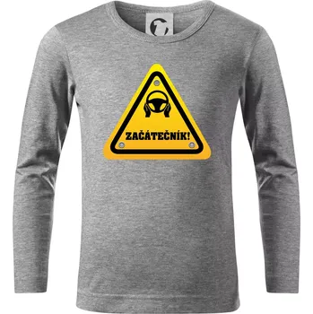 Chlapecké tričko Autoškola - začátečník - Triko dětské Long Sleeve - 122 cm/6 let ( Tmavě šedý melír )