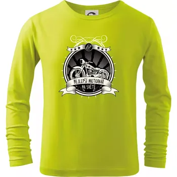 Chlapecké tričko Nejlepší motorkář na světě - Triko dětské Long Sleeve - 146 cm/10 let ( Limetková )