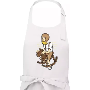 Kuchyňská zástěra Starý jezdec - Pánská zástěra na vaření - Univerzální velikost ( Bílá )