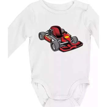 Motokára červená - Body kojenecké s dlouhým rukávem - Dlouhý r. do 3 měs ( Bílá )