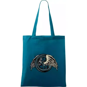 Moto kolo s křídly - Taška bavlněná - 42 x 38 cm ( Petrolejová )