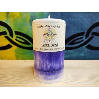 Svíčka 10,5 x 6 Válec bílo-fialový (7. čakra) DUCHOVNÍ