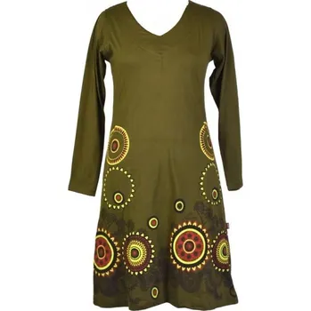 Dámské šaty Khaki šaty s dl. rukávem, mandala, vel. M, Š16