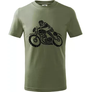 Dětská móda Motorkář nápisy - Tričko dětské bavlněné - 104-110cm / 3-4 roky ( Khaki )