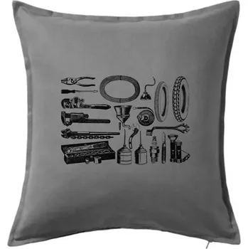 Polštář Oprava motorky - Polštář 50x50 - 50x50 - Pouze potah ( Tmavě šedý melír )