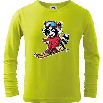 Dětská móda Mýval na lyžích - kreslený - Triko dětské Long Sleeve - 104-110cm / 3-4 roky ( Limetková )