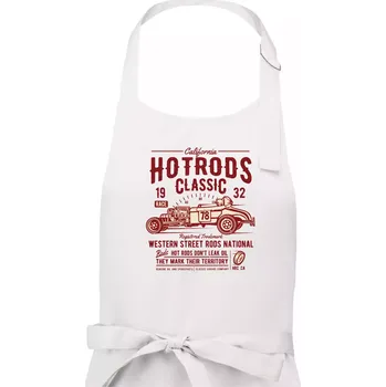 Kuchyňská zástěra Hot Rods Race Classic - Pánská zástěra na vaření - Univerzální velikost ( Bílá )