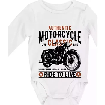 Authentic classic ride to live - Body kojenecké s dlouhým rukávem - Dlouhý r. 3-6 měs ( Bílá )