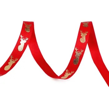 Stuha Vánoční rypsová stuha sob šíře 10 mm Varianta: 1 červená zlatá, Balení: 5 m