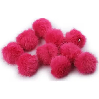 Stuha Kožešinová bambule s poutkem Ø3,5 cm Varianta: 5 pink, Balení: 10 ks