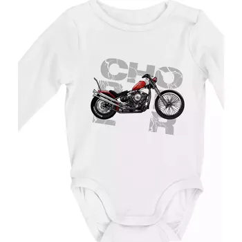 Chopper 004 - Body kojenecké s dlouhým rukávem - Dlouhý r. do 3 měs ( Bílá )
