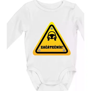 Kojenecké oblečení Autoškola - začátečník - Body kojenecké s dlouhým rukávem - Dlouhý r. do 3 měs ( Bílá )