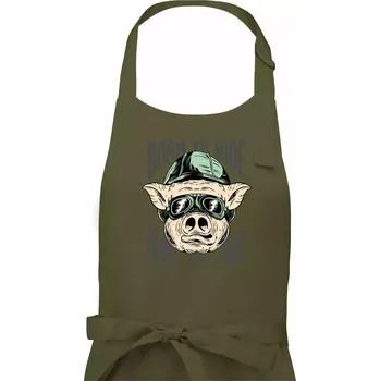 Kuchyňská zástěra Born to Ride prasák - Dámská zástěra na vaření - Univerzální velikost ( Khaki )