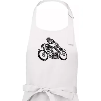 Kuchyňská zástěra Motorkář nápisy - Pánská zástěra na vaření - Univerzální velikost ( Bílá )