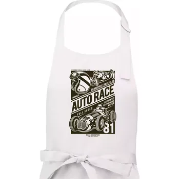 Kuchyňská zástěra Auto Race - Dámská zástěra na vaření - Univerzální velikost ( Bílá )