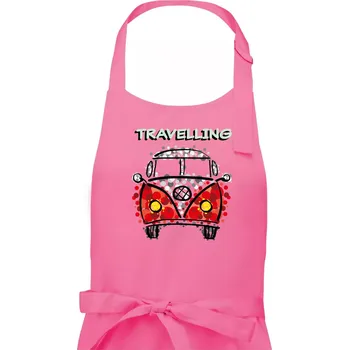 Kuchyňská zástěra Traveling kreslene auto (lulu_art) - Dámská zástěra na vaření - Univerzální velikost ( Růžová )