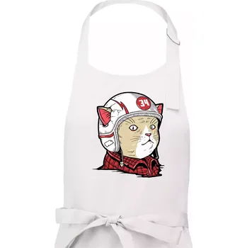 Kuchyňská zástěra Moto kocour - Pánská zástěra na vaření - Univerzální velikost ( Bílá )