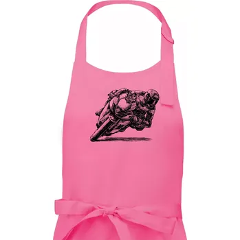 Kuchyňská zástěra Motorkář skica - Pánská zástěra na vaření - Univerzální velikost ( Růžová )