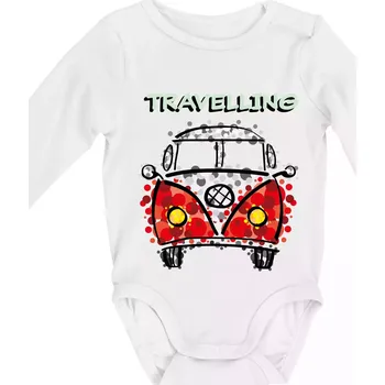 Traveling kreslene auto (lulu_art) - Body kojenecké s dlouhým rukávem - Dlouhý r. do 3 měs ( Bílá )