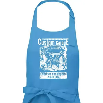Kuchyňská zástěra Custom Motorcycle Garage - Dámská zástěra na vaření - Univerzální velikost ( Světlý tyrkys )