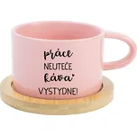 PRÁCE NEUTEČE, KÁVA VYSTYDNE! - růžový hrníček makronka 200 ml