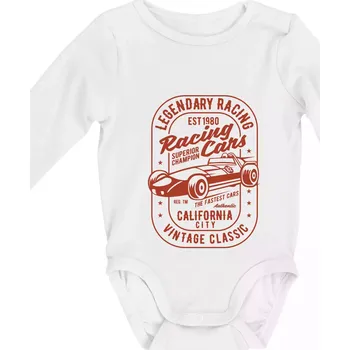 Kojenecké oblečení Legendary Racing Cars - Body kojenecké s dlouhým rukávem - Dlouhý r. do 3 měs ( Bílá )