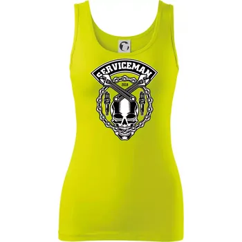Dámské tričko Lebka serviceman - Dámské tílko - XS ( Limetková )